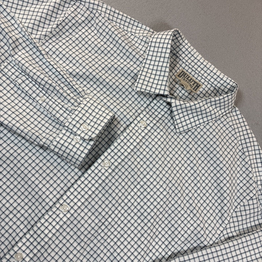 Duluth Trading Co Button Shirt Mens 3XL Blue Check Long Sleeve Pocket